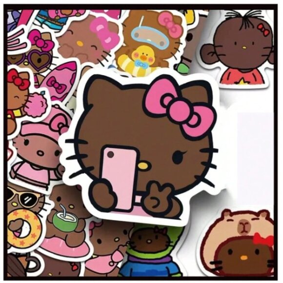 SANRIO Hello Kitty (Brown Skin) Cartoon Stickers (20 pc) SUPER CUTE! - Picture 1 of 8